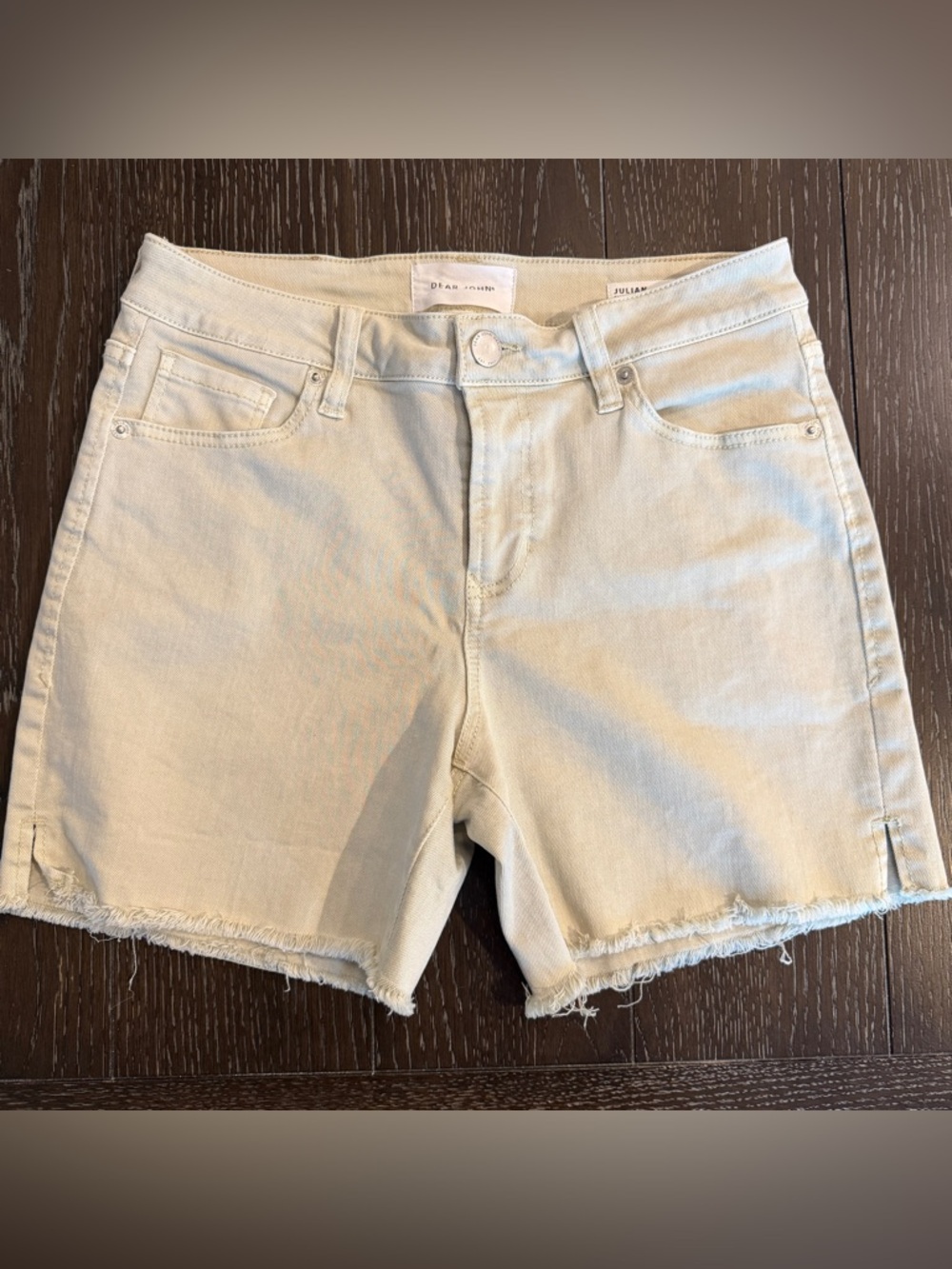 Dear John Julian Short Sz 25‎ Light Khaki Tan Denim Cutoff Raw Hem
